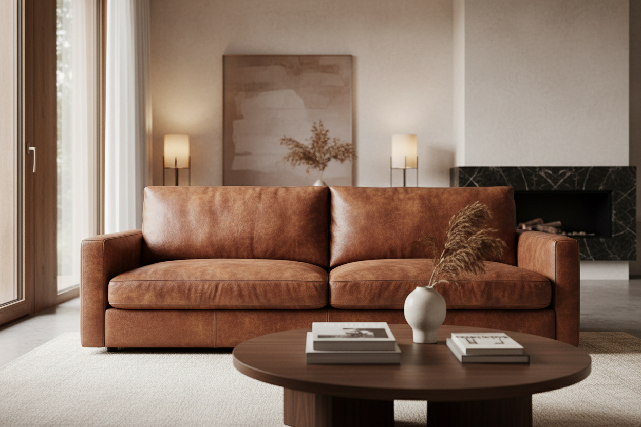 premium textured soft leather sofa